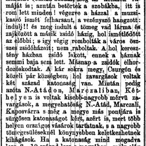 „Zsidó ellenes mozgalmak a Dunántúl.” (Forrás: Somogy, 1883. 09. 04., 1. o.)
